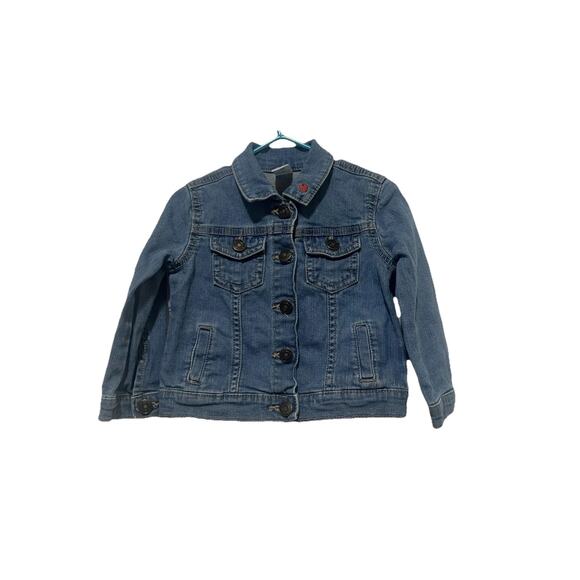 Carters Toddler Girls Denim Trucker Style Jacket Size 2T With Heart Accent EUC - Picture 1 of 4